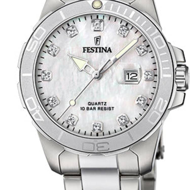 Festina Watch Three Hands Date Ladies - White