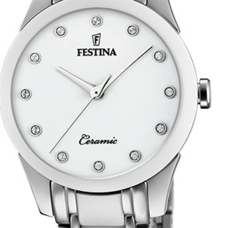 Festina Watch Two Hands Ceramic Ladies - White
