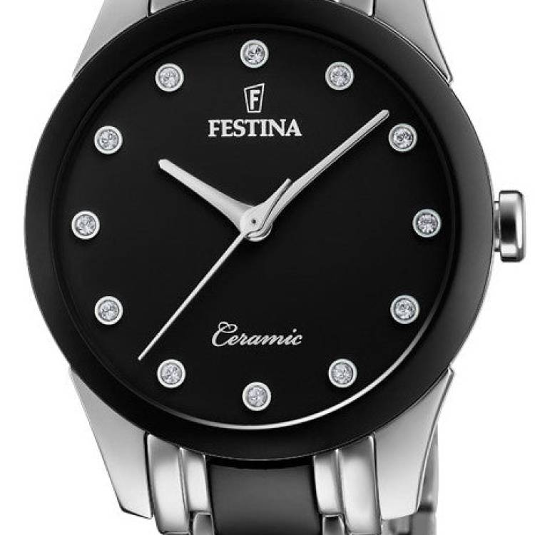 Festina Watch Two Hands Ceramic Ladies - Black