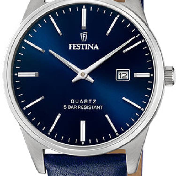 Festina Watch Two Hands Date Mens - Blue