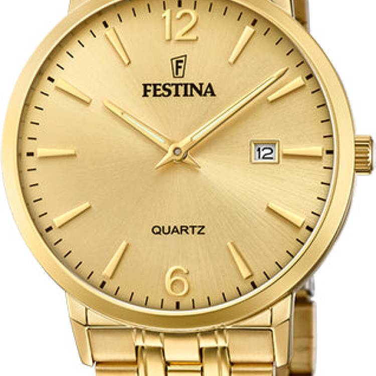 Festina Watch Two Hands Date Mens - Gold