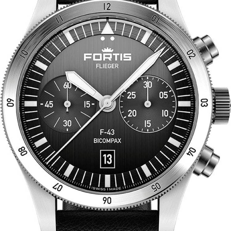 Fortis Watch Flieger F-43 Bicompax Black