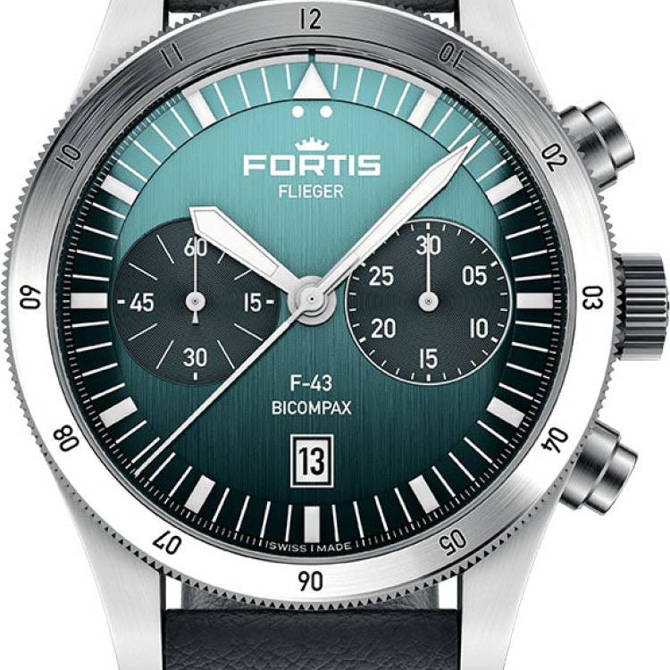 Fortis Watch Flieger F-43 Bicompax Petrol