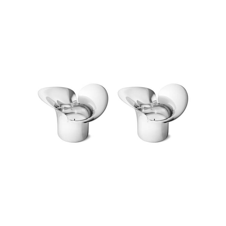 Georg Jensen Bloom Botanica Stainless Steel Tealight Candle Holders - Silver