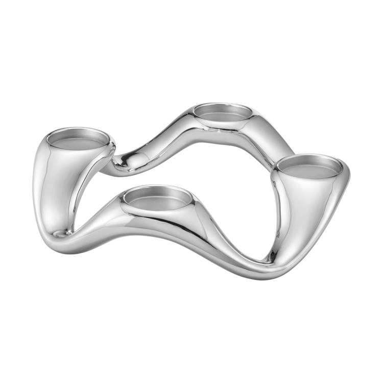 Georg Jensen Cobra Stainless Steel Round Candle Holder - Silver