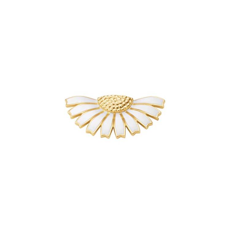 Georg Jensen Daisy 18ct Yellow Gold Plated Sterling Silver White Enamel Half Flower Hair Clip