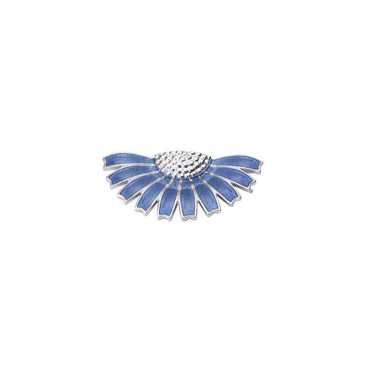 Georg Jensen Daisy Sterling Silver Blue Enamel Half Flower Hair Clip