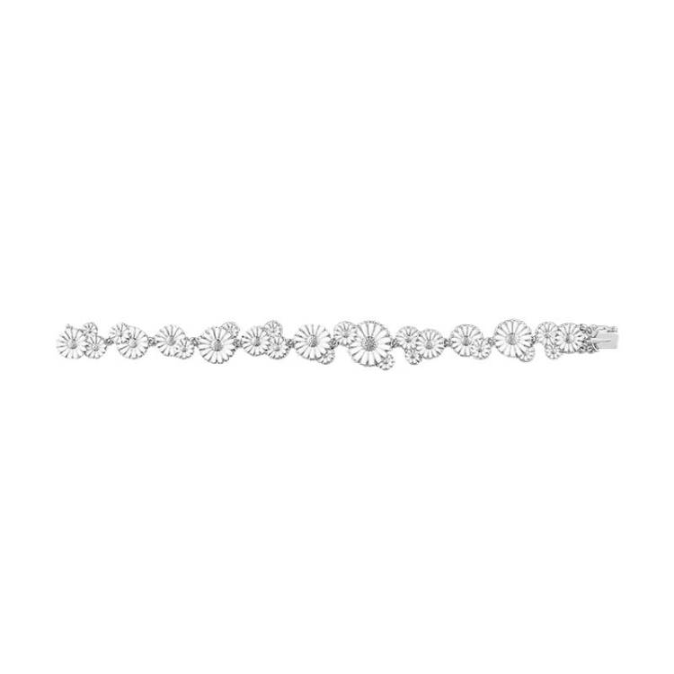 Georg Jensen Daisy Sterling Silver White Enamel Layered Bracelet - S