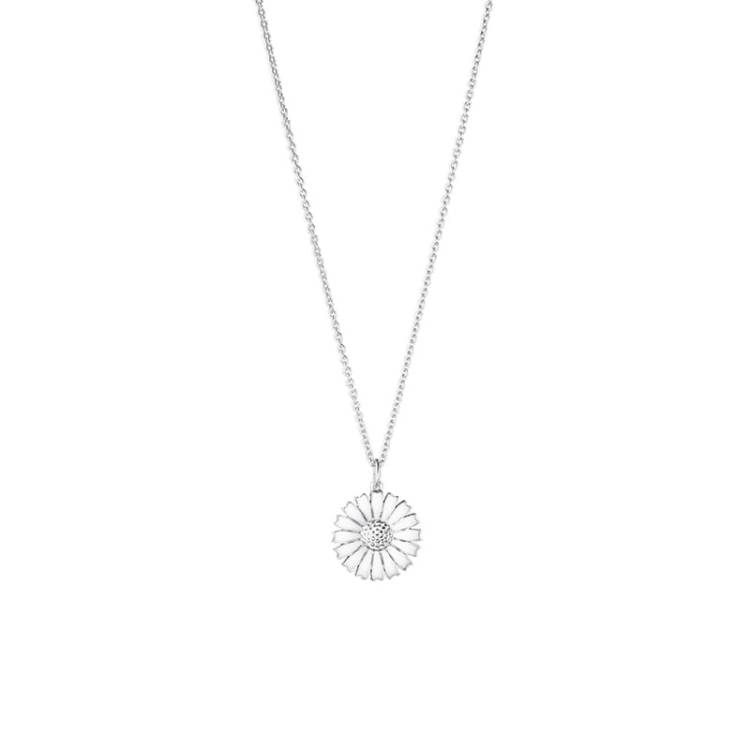 Georg Jensen Daisy Sterling Silver White Enamel Necklace