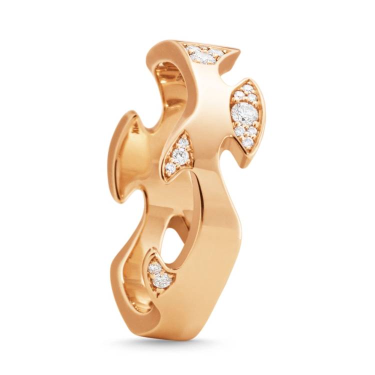 Georg Jensen Fusion 18ct Rose Gold Diamond Pave Centre Ring - 66