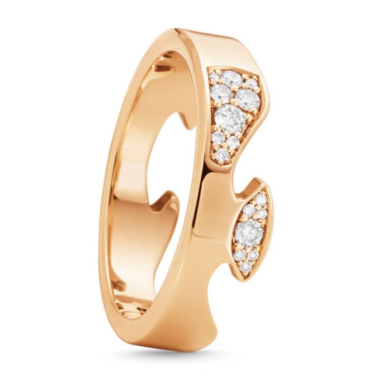 Georg Jensen Fusion 18ct Rose Gold Diamond Pave End Ring AA - 52