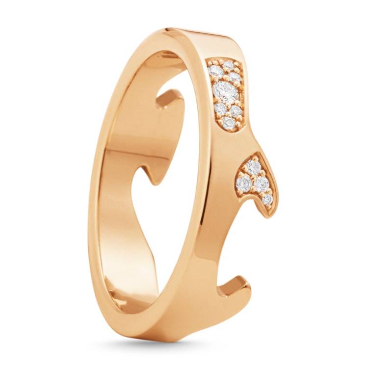 Georg Jensen Fusion 18ct Rose Gold Diamond Pave End Ring AB - 61