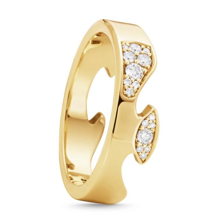 Georg Jensen Fusion 18ct Yellow Gold Diamond Pave End Ring AA - 66