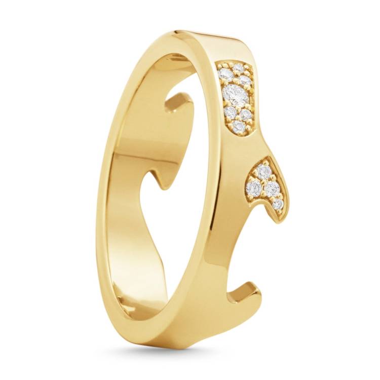 Georg Jensen Fusion 18ct Yellow Gold Diamond Pave End Ring AB - 59