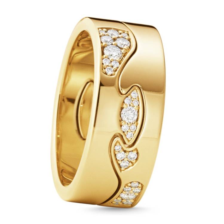 Georg Jensen Fusion 18ct Yellow Gold Diamond Pave Two Piece Ring AA AB - 66