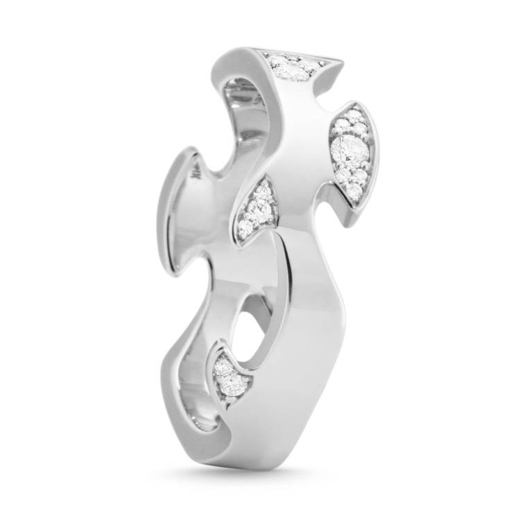 Georg Jensen Fusion 18ct White Gold Diamond Pave Centre Ring - 54