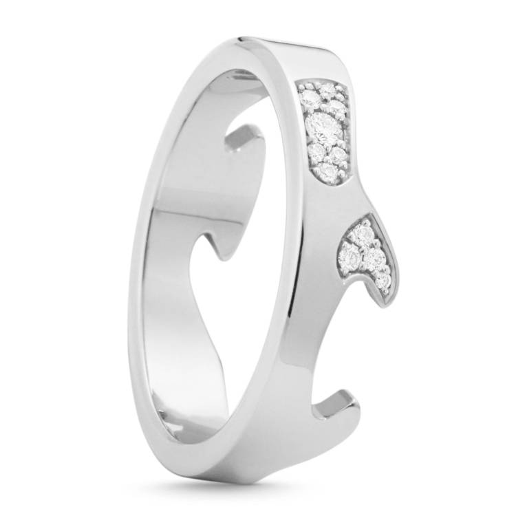 Georg Jensen Fusion 18ct White Gold Diamond Pave End Ring AB - 58