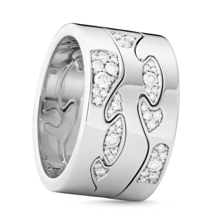 Georg Jensen Fusion 18ct White Gold Diamond Pave Three Piece Ring AA Centre AB - 61