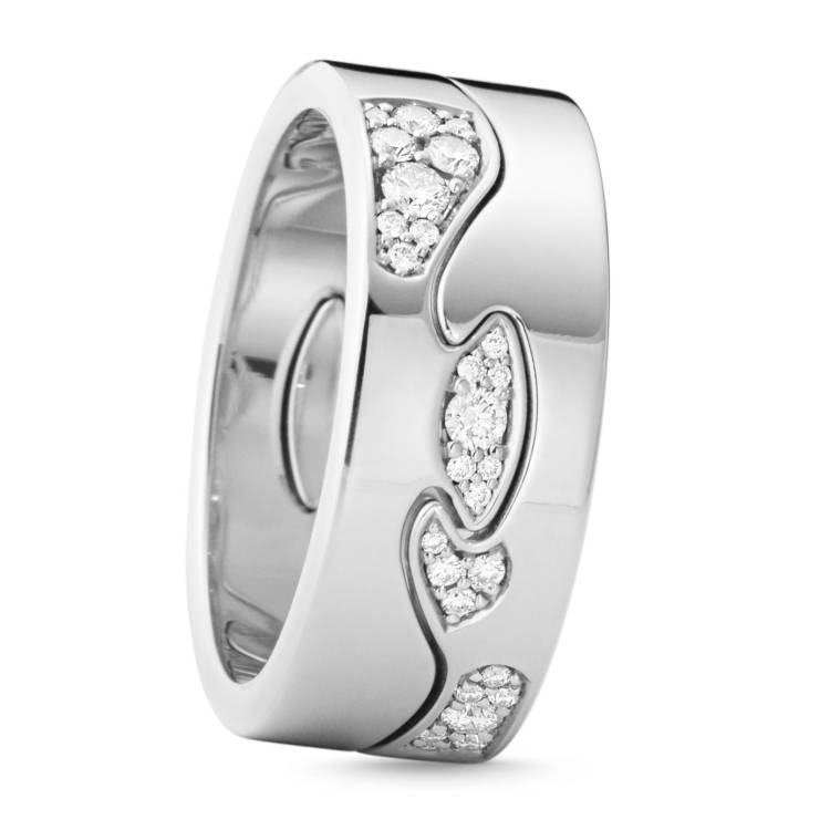 Georg Jensen Fusion 18ct White Gold Diamond Pave Two Piece Ring AA AB - 51