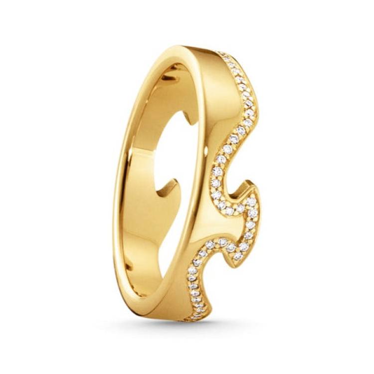 Georg Jensen Fusion 18ct Yellow Gold Diamond End Ring - 59