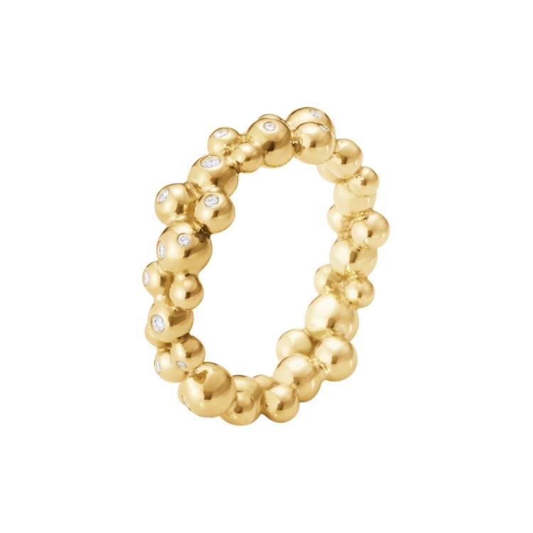 Georg Jensen Moonlight Grapes 18ct Yellow Gold Diamond Band Ring - 58