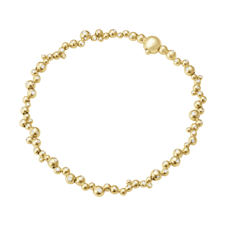 Georg Jensen Moonlight Grapes 18ct Yellow Gold Diamond Slim Bracelet - S