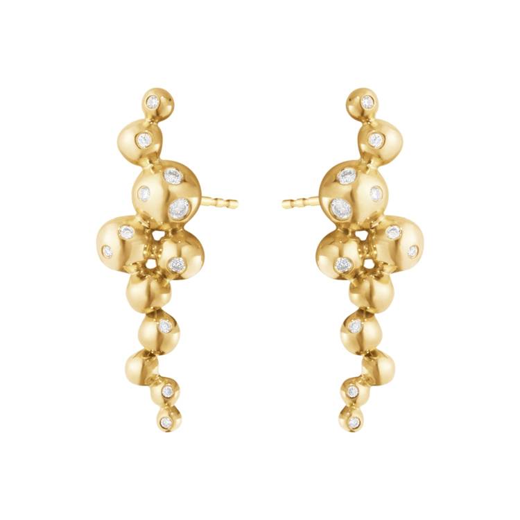 Georg Jensen Moonlight Grapes 18ct Yellow Gold Diamond Small Earrings