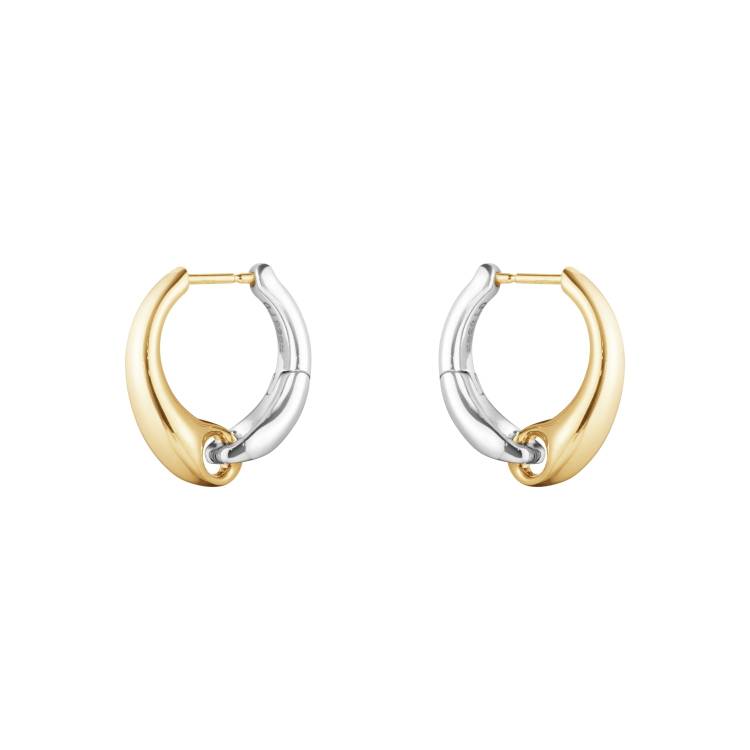 Georg Jensen Reflect 18ct Yellow Gold and Sterling Silver Large Hoop Earrings - Silver