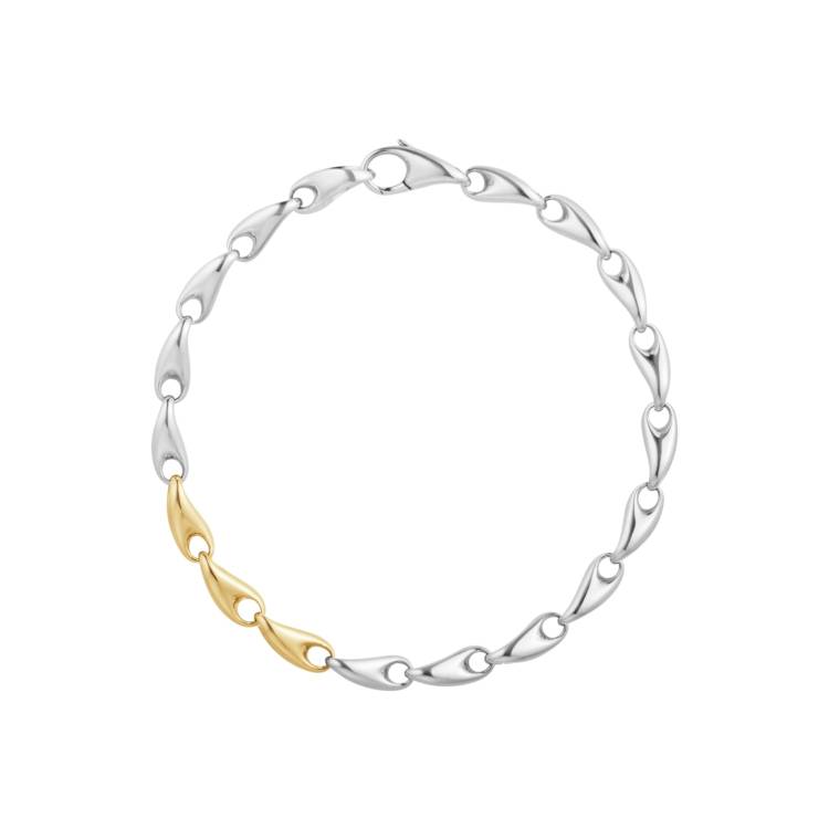 Georg Jensen Reflect 18ct Yellow Gold and Sterling Silver Slim Bracelet - Extra Large