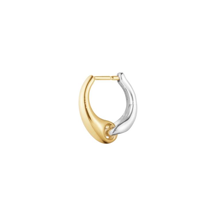 Georg Jensen Reflect 18ct Yellow Gold and Sterling Silver Small Hoop Single Earring - Silver