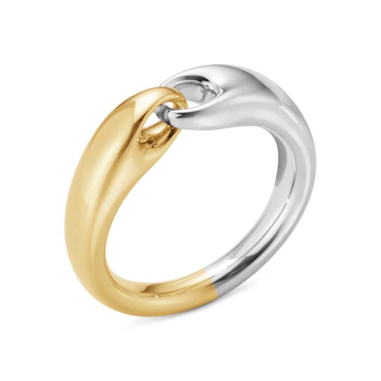 Georg Jensen Reflect 18ct Yellow Gold and Sterling Silver Small Ring - 48