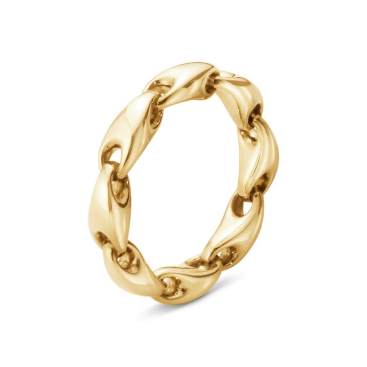 Georg Jensen Reflect 18ct Yellow Gold Chain Links Ring - 58