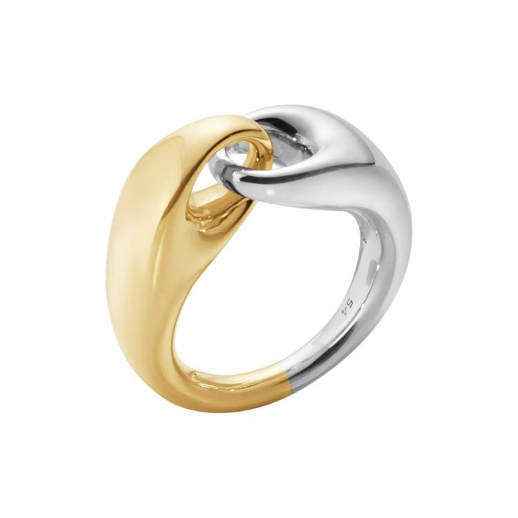 Georg Jensen Reflect 18ct Yellow Gold Sterling Silver Large Link Ring - 64