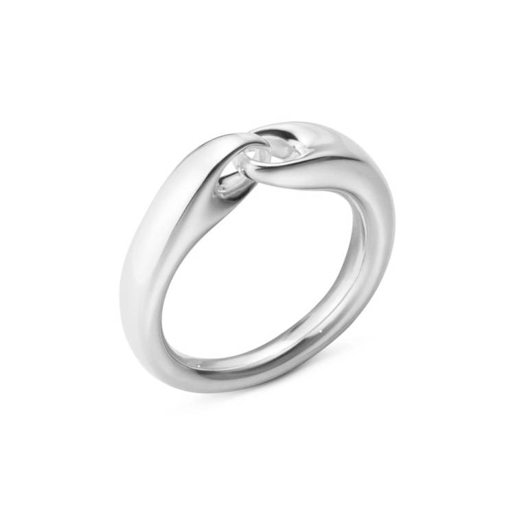 Georg Jensen Reflect Sterling Silver Graduated Link Slim Ring - 52