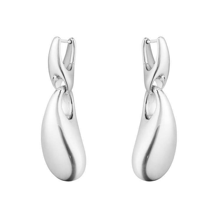 Georg Jensen Reflect Sterling Silver Graduated Links Short Drop Earrings - Silver