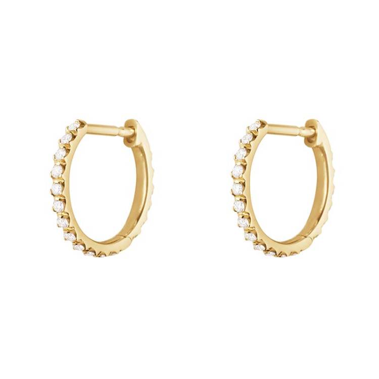 Georg Jensen Signature 18ct Yellow Gold 0.20ct Diamond Hoop Earring Pair