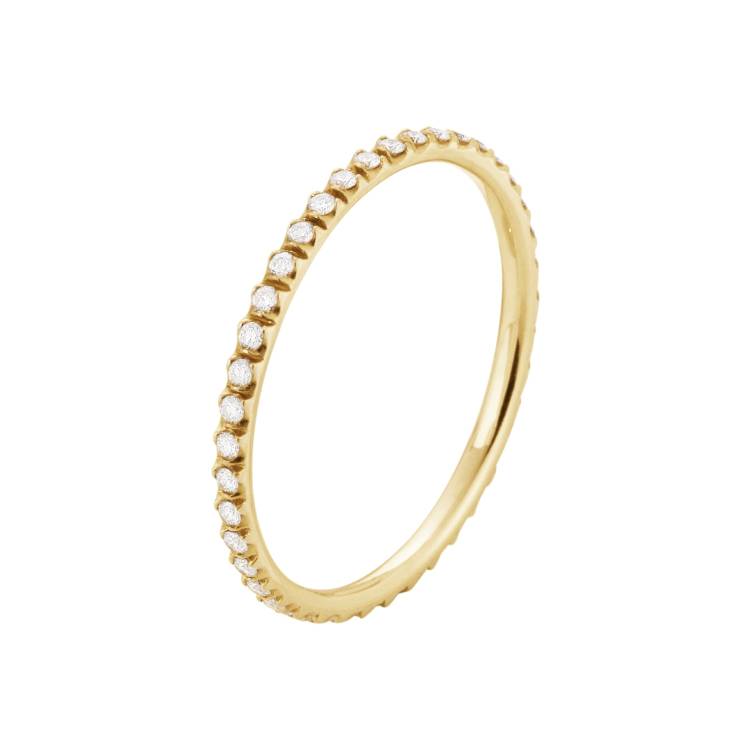 Georg Jensen Signature 18ct Yellow Gold Diamond Small Ring - 55