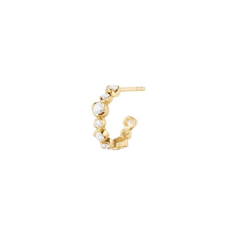 Georg Jensen Signature Diamonds 18ct Yellow Gold 0.31ct Hoop Earring Single Piece