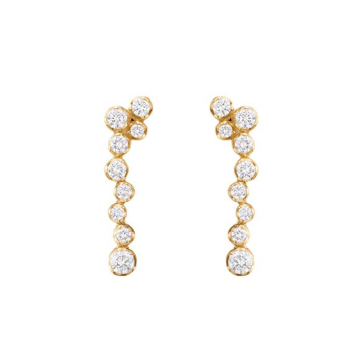 Georg Jensen Signature Diamonds 18ct Yellow Gold 0.62ct Drop Earrings Pair