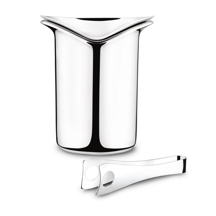Georg Jensen Sky Stainless Steel Ice Bucket With Tongs - Silver