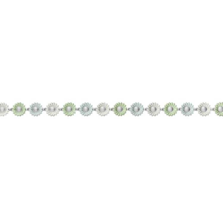 Georg Jensen Stine Goya Daisy Sterling Silver Green and White Enamel Bracelet - M/L