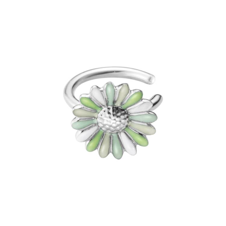 Georg Jensen Stine Goya Daisy Sterling Silver Green Single Ear Cuff - Silver