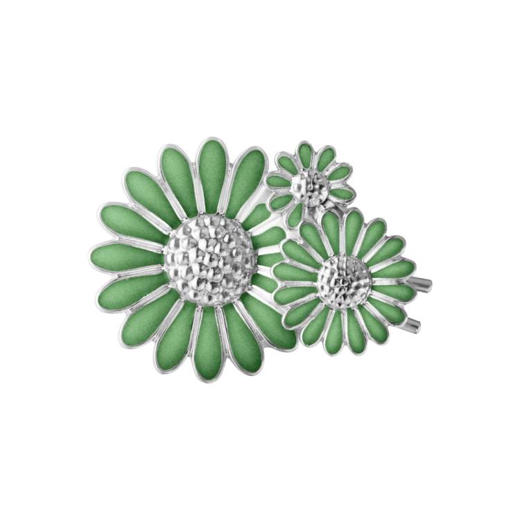 Georg Jensen Stine Goya Daisy Sterling Silver Vivid Green Enamel Hair Clip