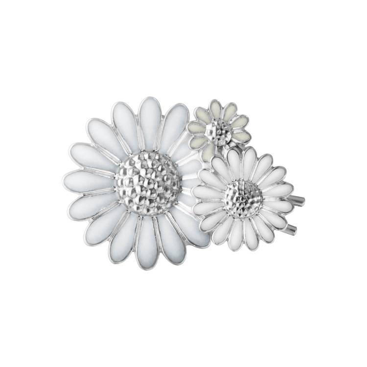 Georg Jensen Stine Goya Daisy Sterling Silver White Enamel Hair Clip