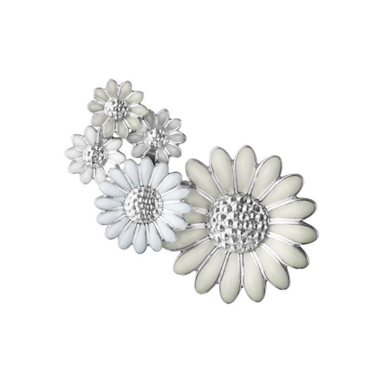 Georg Jensen Stine Goya Daisy Sterling White Enamel Medium Single Ear Cuff - Right Ear