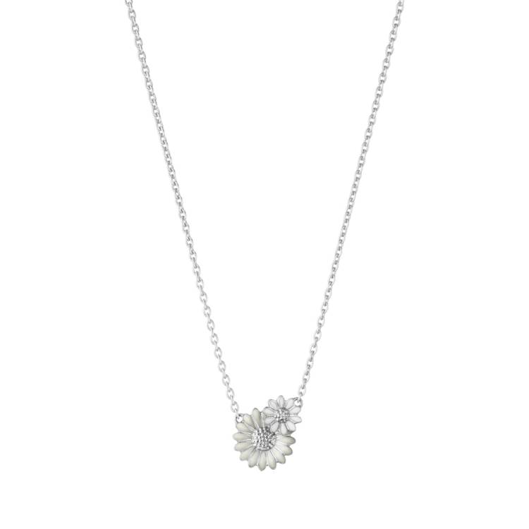 Georg Jensen Stine Goya Daisy Sterling Silver White Enamel Pendant - Silver