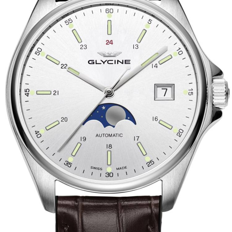 Glycine Watch Combat Classic Moonphase - Silver