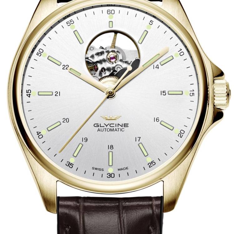 Glycine Watch Combat Classic Open Heart - Silver