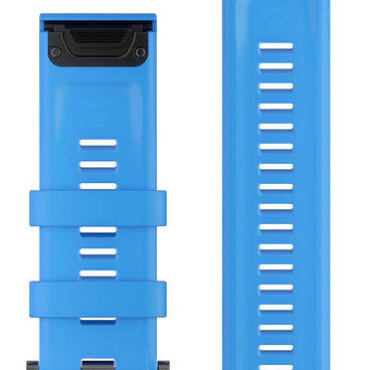 Garmin Watch Band QuickFit 26 Amp Cyan Blue Silicone - Silver
