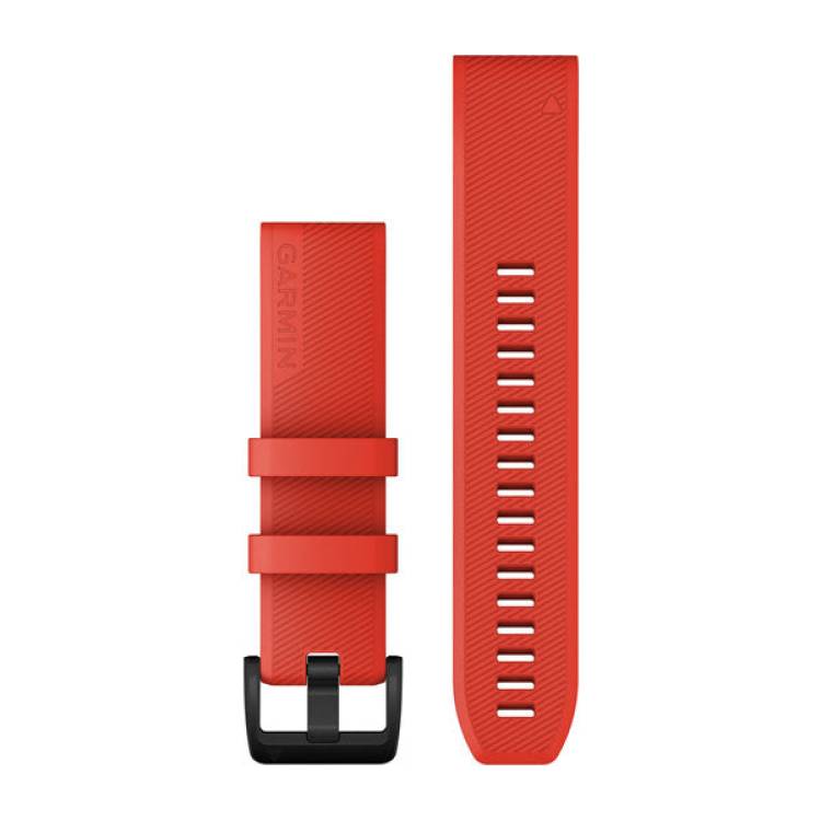 Garmin Watch Band QuickFit 22 Laser Red With Black Stainless Steel Hardware - Black